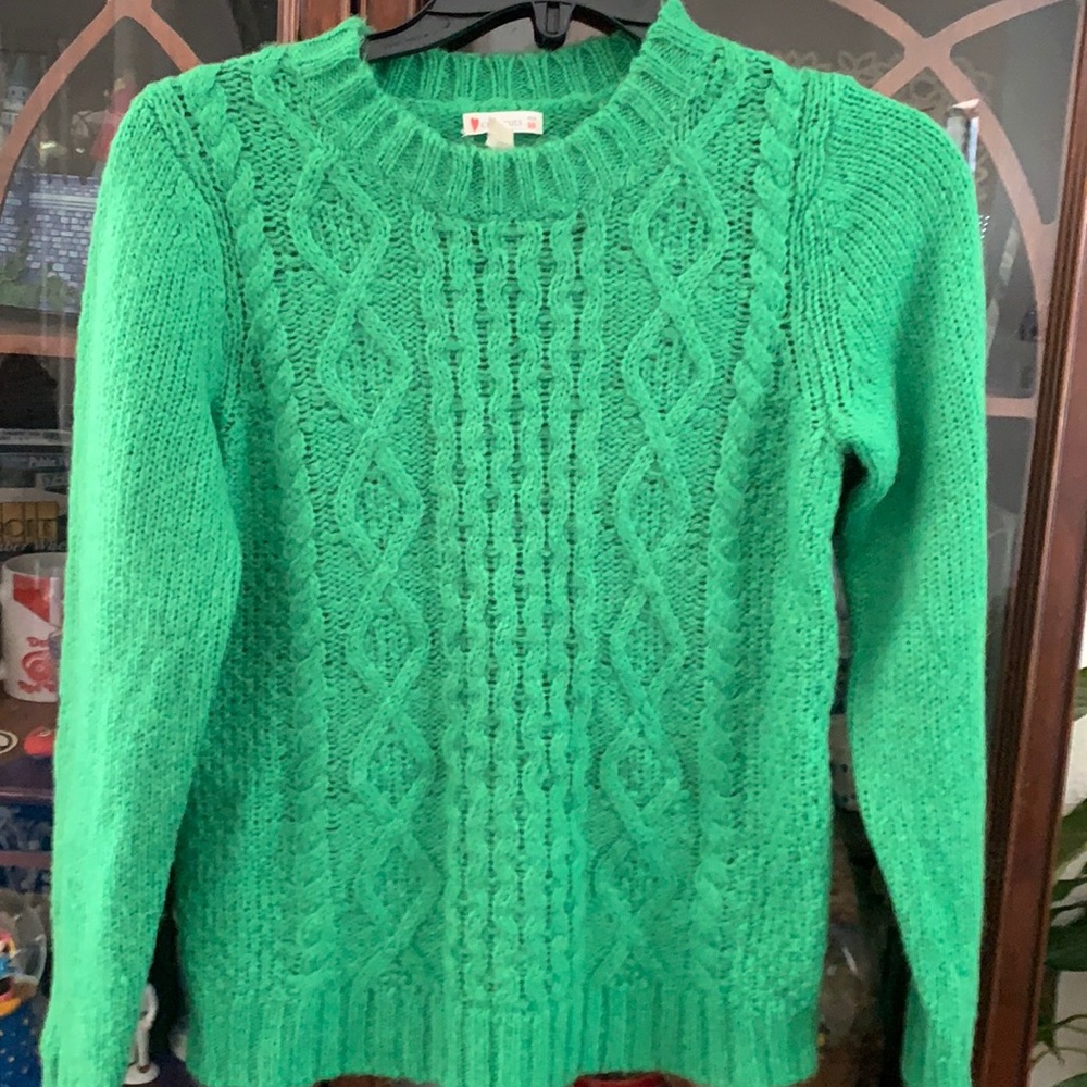 J crew Sweater crew cuts hearts on sleeves some wool mohair super warm soft